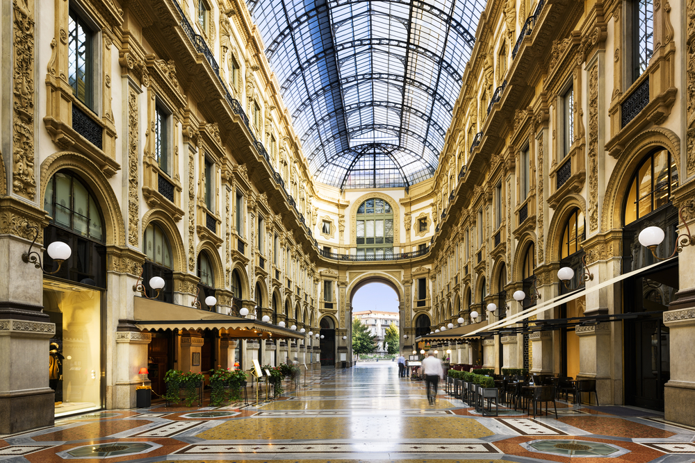 Glass dome of Galleria Vittorio Emanuele in Milan, Italy